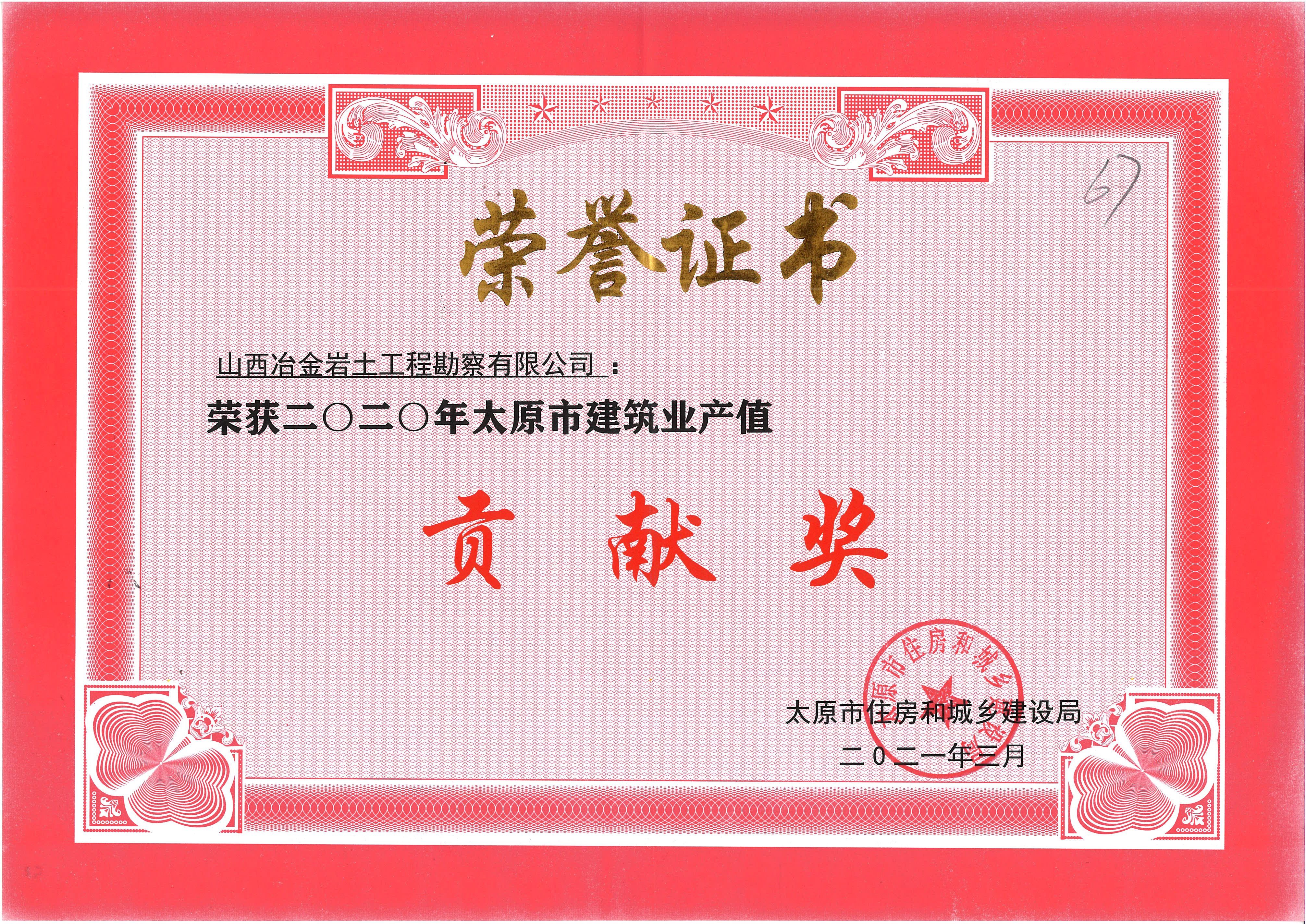 2020年度产值贡献奖